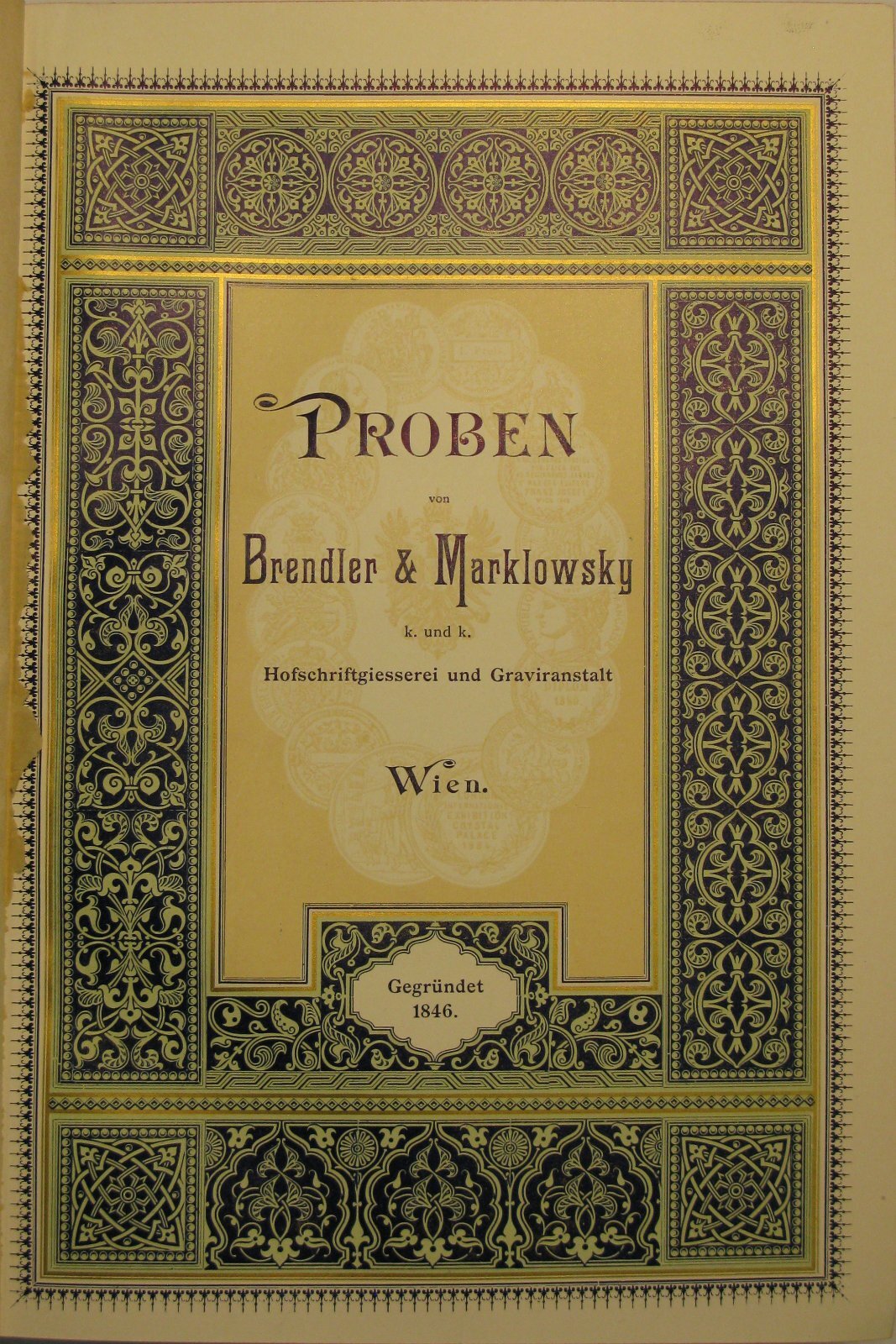 Proben von Brendler & Marklowsky, k. und k. Hofschriftgiesserei und Graviranstalt, Wien 