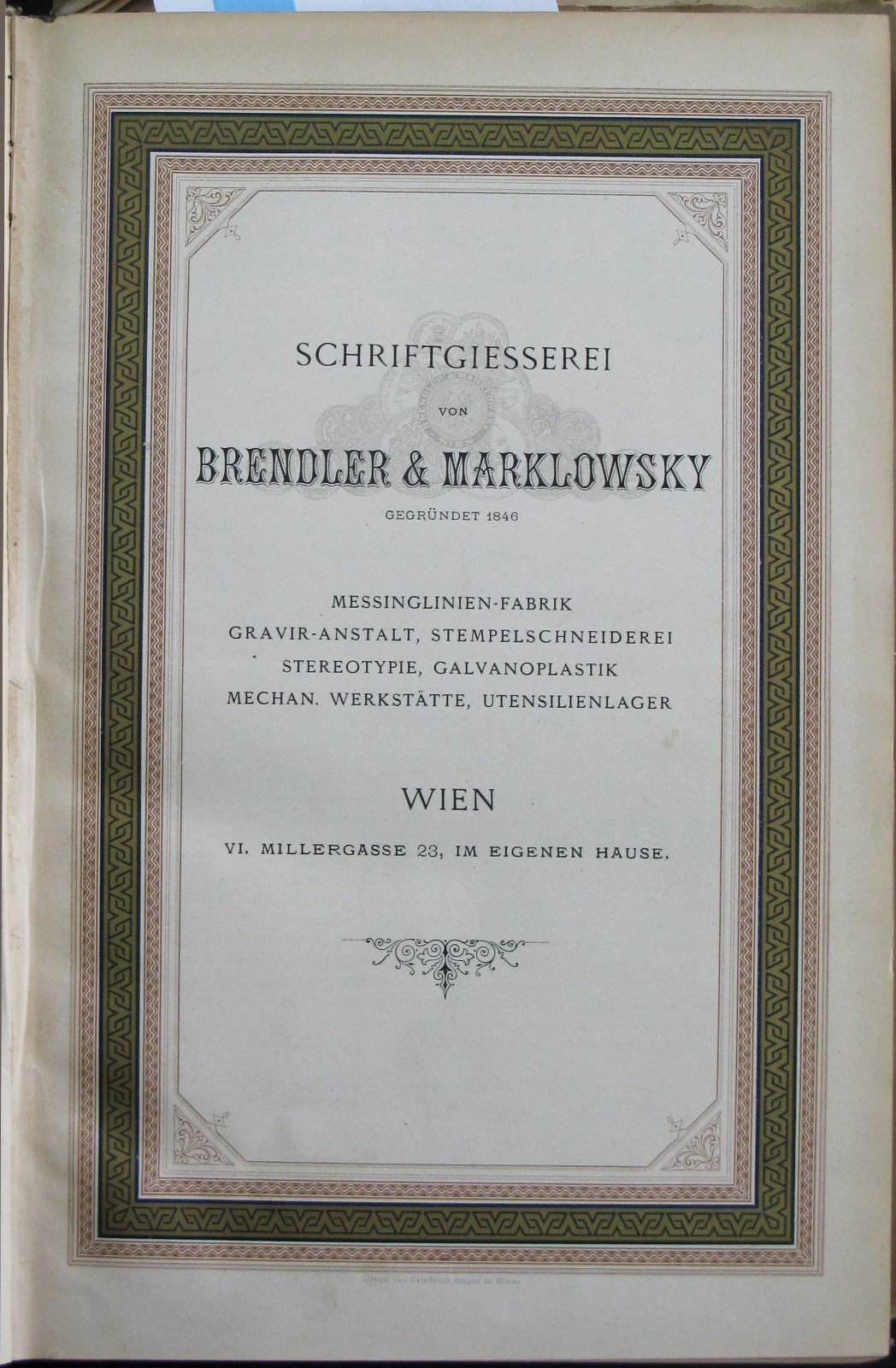 Schriftgiesserei von Brendler & Marklowsky [Musterbuch mit Preis-Courant] 