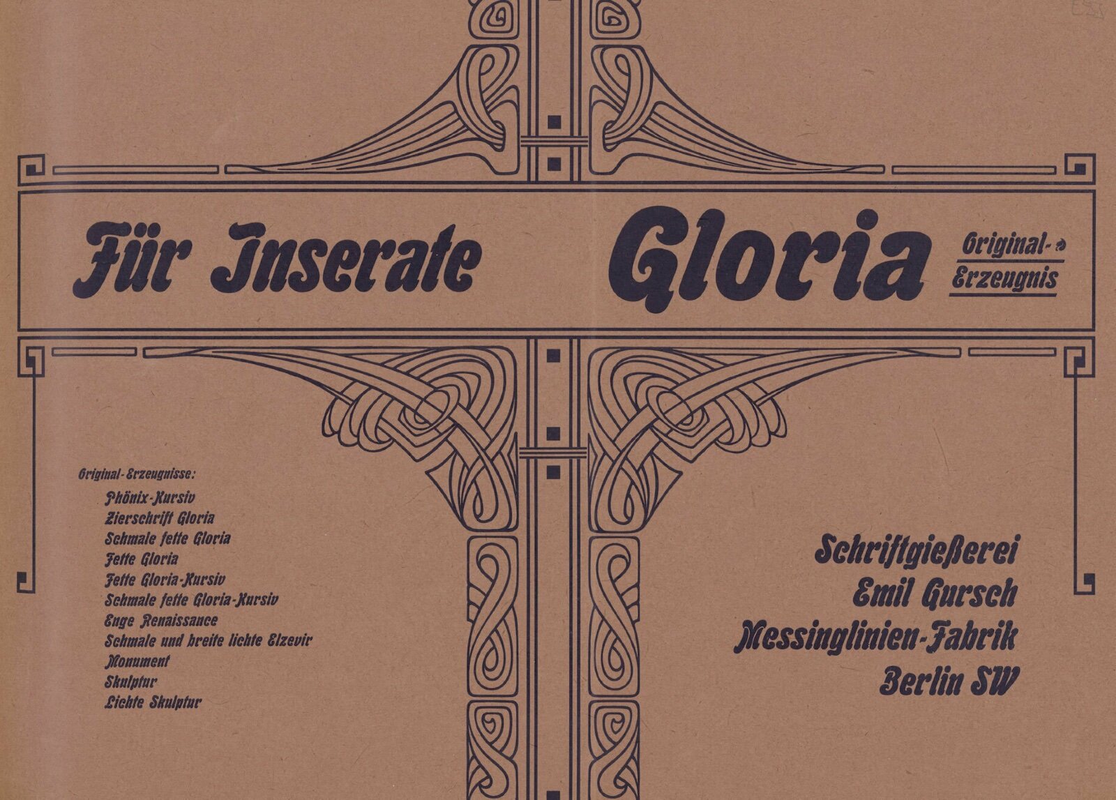 Gloria-Schriften in sechs Garnituren 