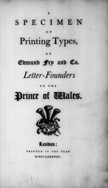 A specimen of printing types by Edmund Fry and Company