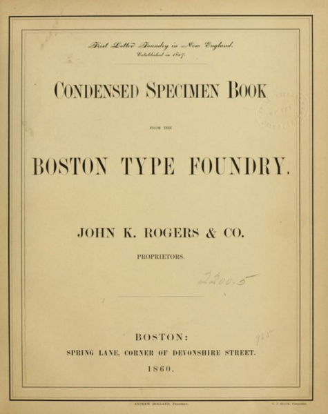 Condensed specimen book from the Boston Type Foundry
