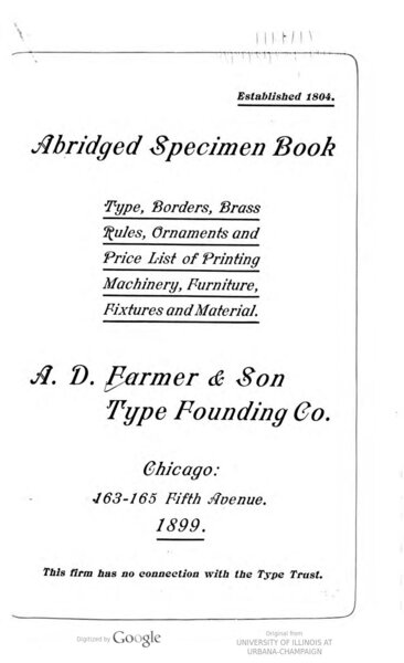 Abridged specimen book: A.D. Farmer & Son, Type Founding Co.