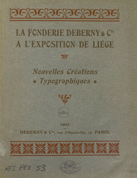La fonderie Deberny & Cie à l’Exposition de Liège: nouvelles créations typographiques
