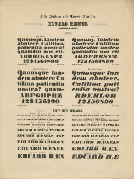 Schriftmuster der Schriftgießerei Eduard Haenel