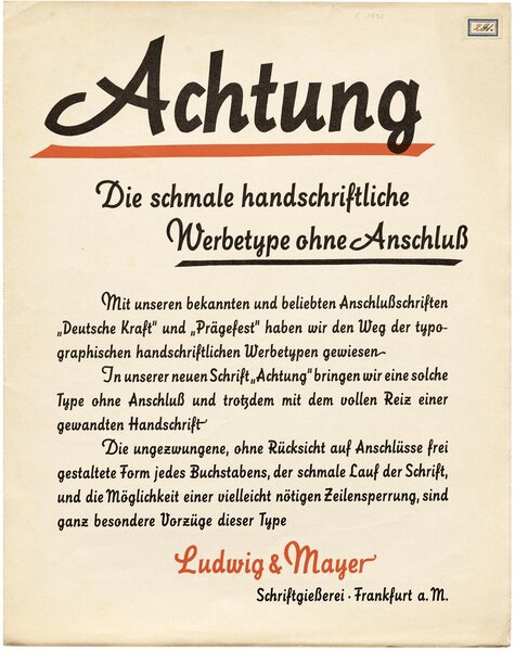 Achtung: Die Schmale Handschriftliche Werbetype Ohne Anschluß