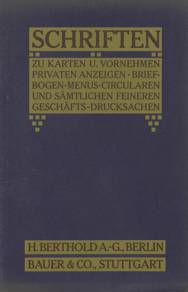 Schriften zu Karten u. vornehmen privaten Anzeigen, Briefbogen, Menus, Circularien und sämtlichen feineren Geschäfts-Drucksachen