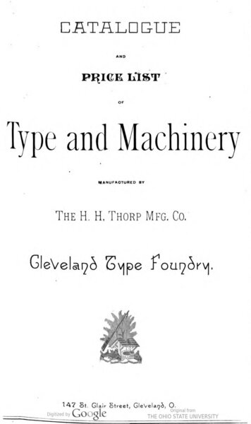 Catalogue and price list of type and machinery manufactured by the H. H. Thorp mfg. co., Cleveland type foundry