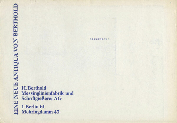 Vorprobe zu einer neuen Antiqua von Berthold