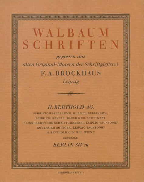 Walbaum-Schriften [Berthold-Heft 210]