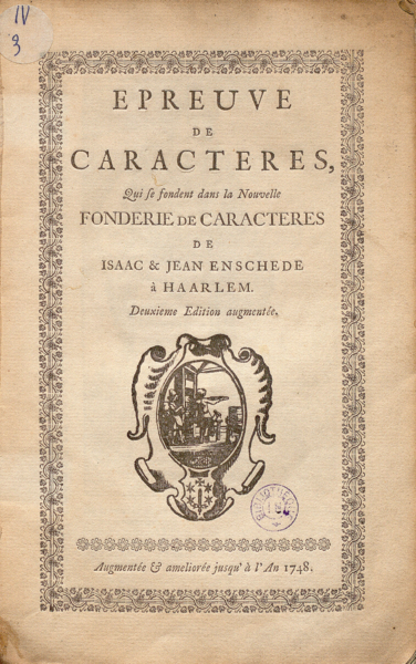 Epreuve de caractères, qui se fondent dans la nouvelle fonderie de caractères de Isaac & Jean Enschedé à Haarlem