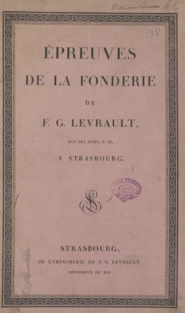 Epreuves de la fonderie de F. G. Levrault 