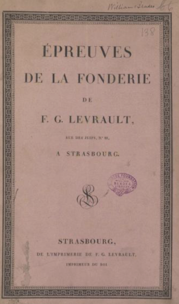 Epreuves de la fonderie de F. G. Levrault