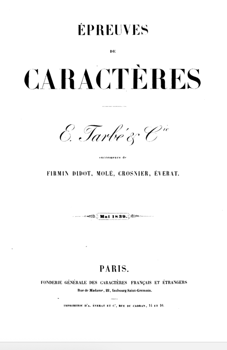 Epreuves des caractères 