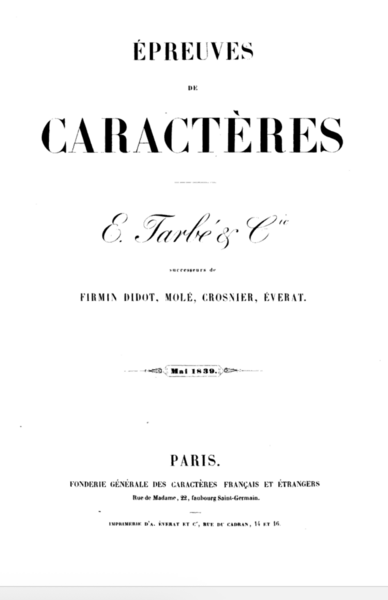 Epreuves des caractères