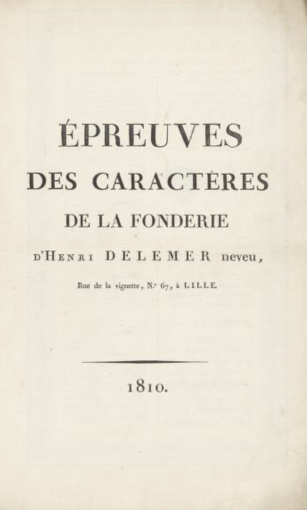 Épreuves des caractères de la fonderie d’Henri Delemer neveu // LLC819