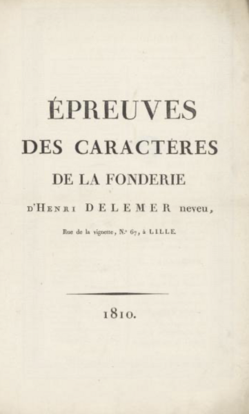 Épreuves des caractères de la fonderie d’Henri Delemer neveu