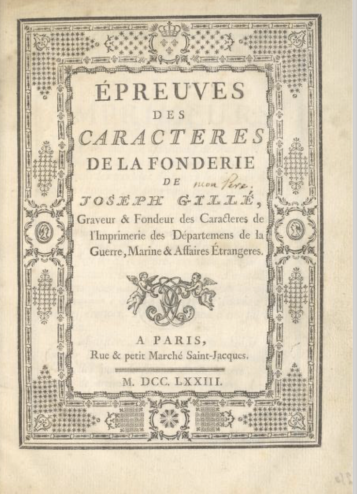 Épreuves des caractères de le fonderie de Joseph Gillé // LLC681