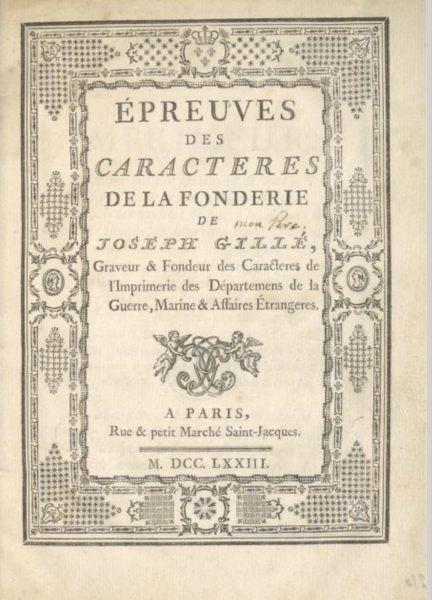 Épreuves des caractères de le fonderie de Joseph Gillé