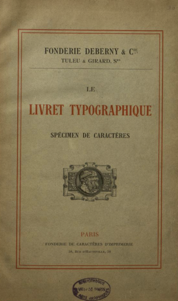 Le livret typographique [circa 1908]