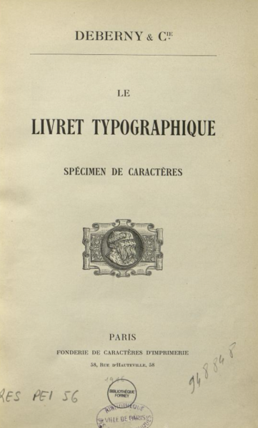 Le livret typographique [circa 1916]