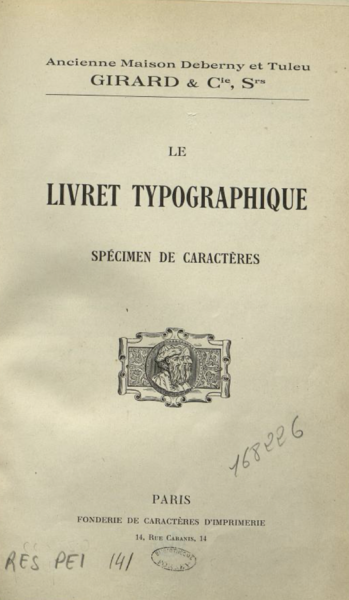 Le Livret typographique [circa 1920]
