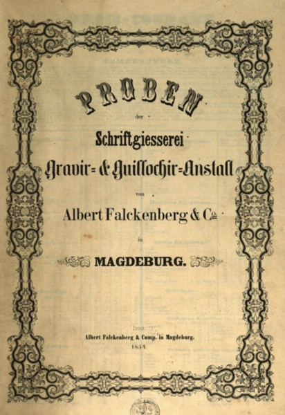Proben der Schriftgiesserei Gravir-& Guillochir-Anstalt von Albert Falckenberg & Co in Magdeburg