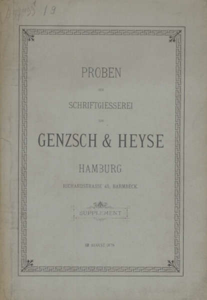 Proben der Schriftgiesserei von Genzsch & Heyse: Supplement