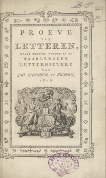 Proeve van letteren welke gegoten worden in de Haarlemsche Lettergietery van Joh. Enschedé en Zoonen