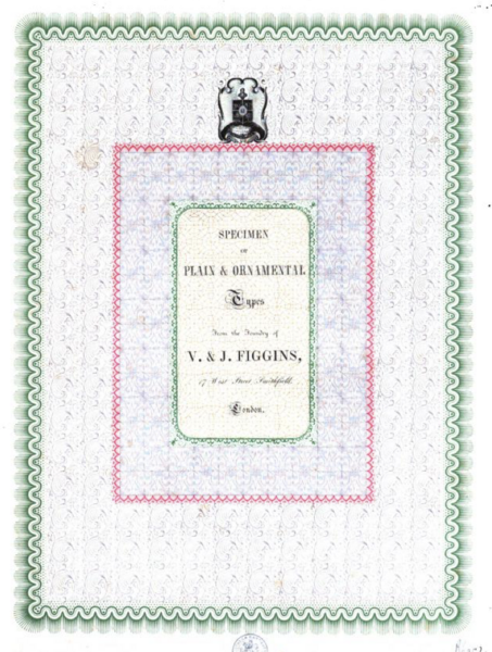 Specimen of Plain & Ornamental Types from the Foundry of V. & J. Figgins