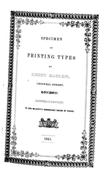Specimen of Printing Types by Henry Caslon