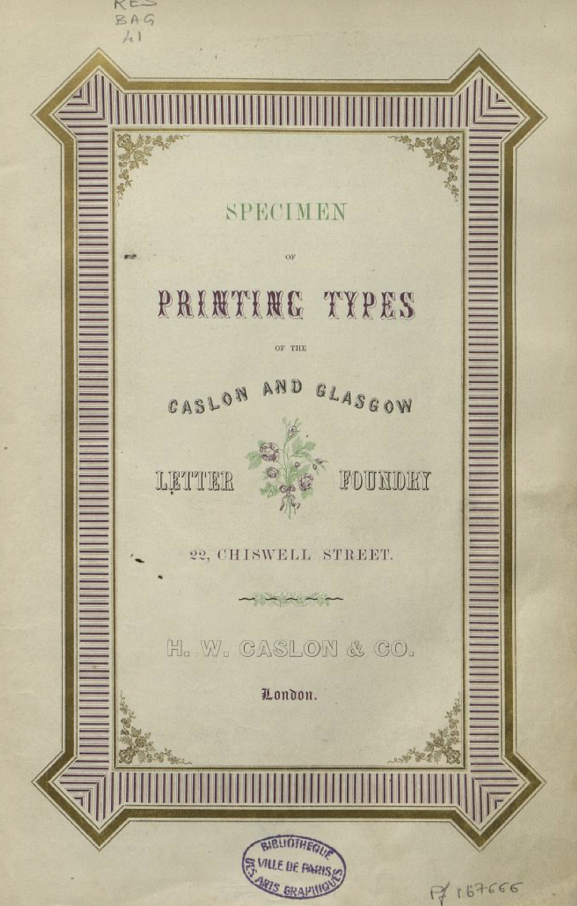 Specimen of printing Types of the Caslon and Glasgow Letter Foundry // LLC136