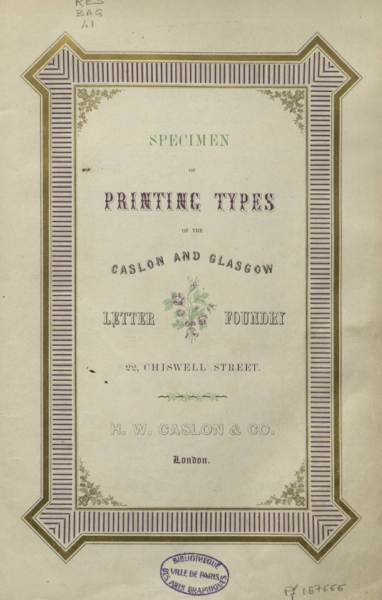 Specimen of printing Types of the Caslon and Glasgow Letter Foundry