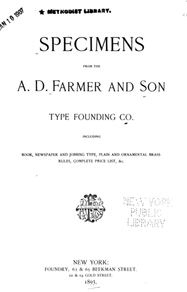 Specimens from the A.D. Farmer and Son Type Founding Co