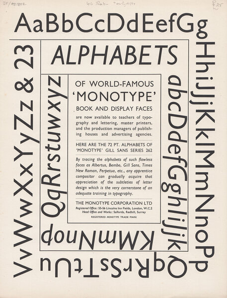 Alphabets of World-Famous Monotype Book and Display Faces
