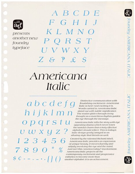 ATF presents another new foundry typeface: Americana Italic