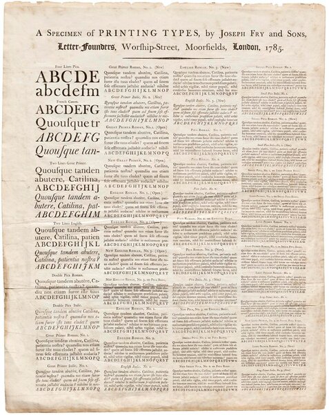 A Specimen of Printing Types by Joseph Fry and Sons, Letter-Founders
