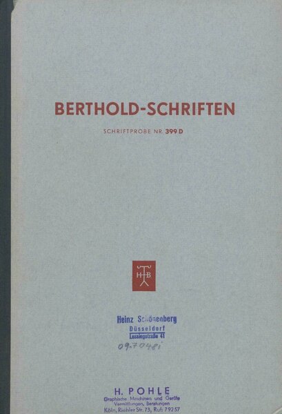 Berthold-Schriften, Schriftprobe Nr. 399 D