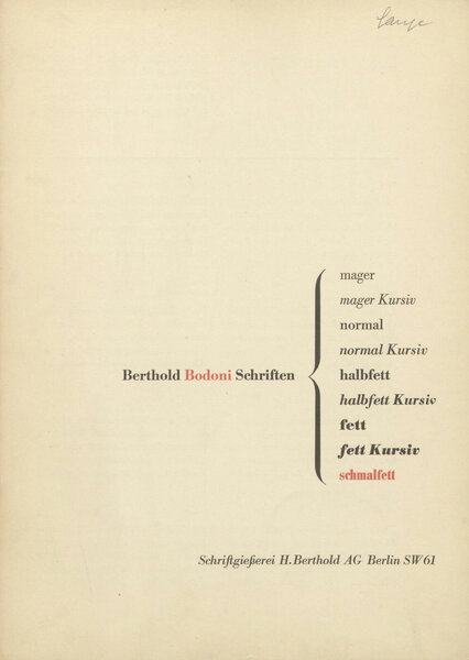 Berthold Bodoni Schriften