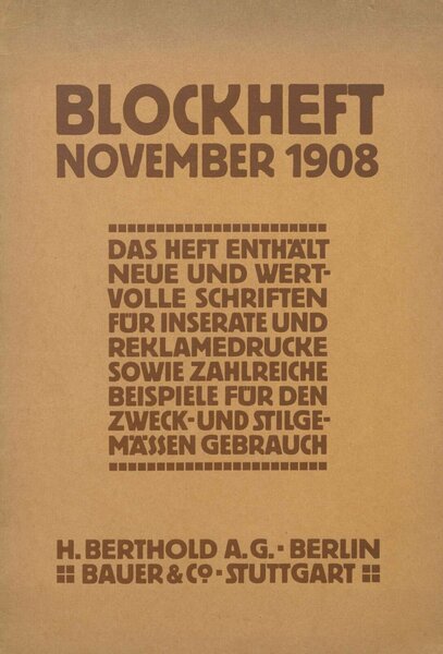 Blockheft November 1908