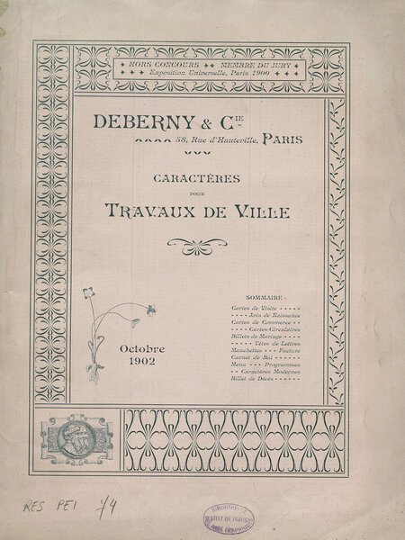 Caractères pour travaux de ville [1902]