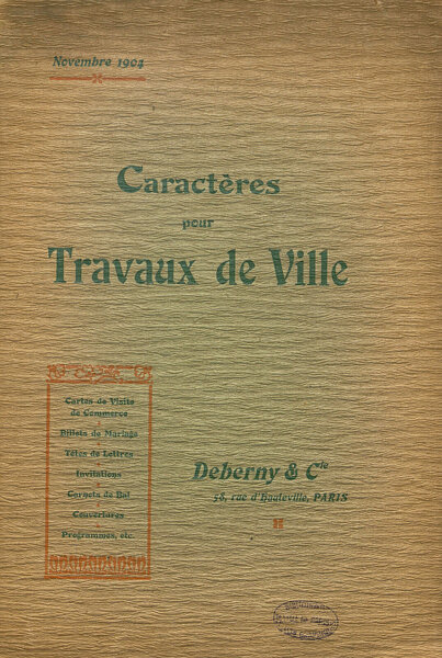 Caractères pour travaux de ville [1904]