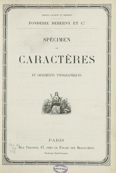 Spécimen de caractères et ornements typographiques
