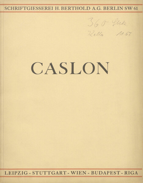 Caslon Antiqua und Kursiv, Berthold-Probendruck Nr. 263