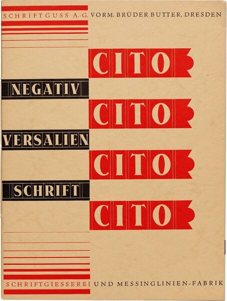 Cito: Negativ-Versalien-Schrift