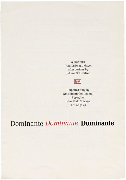 Dominante: A new type from Ludwig & Mayer after designs by Johann Schweitzer