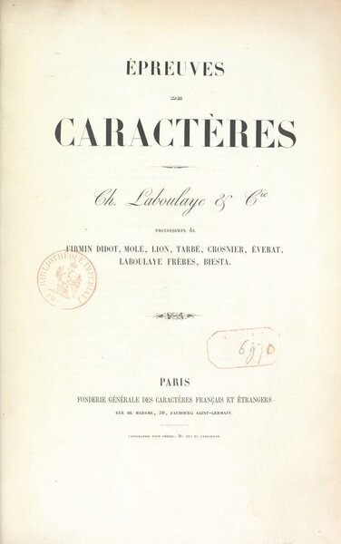 Épreuves de caractères, Ch. Laboulaye et Cie