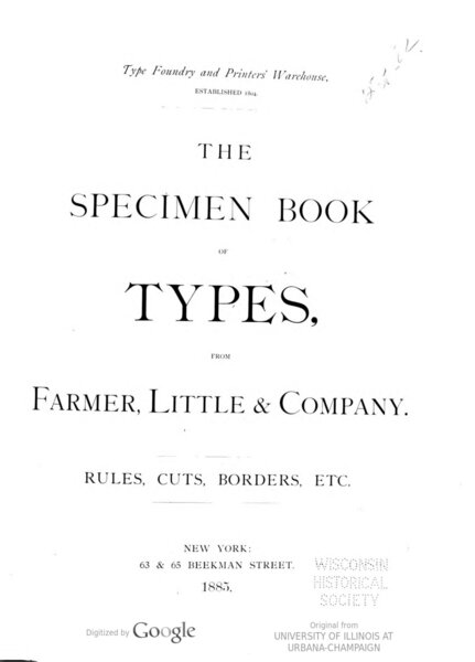 The Specimen Book of Types from Farmer, Little & Company