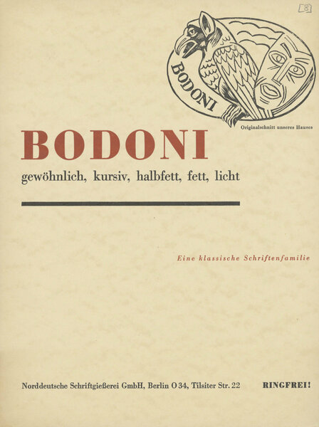 Fünf Garnituren Bodoni