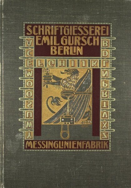 Gesamtprobe Schriften, Ornamente, Vignetten, Messinglinien