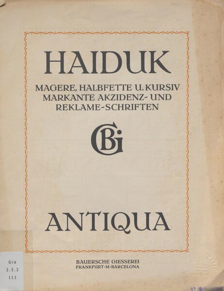 Haiduk: magere, halbfette u. kursiv markante Akzidenz- und Reklame-Schriften